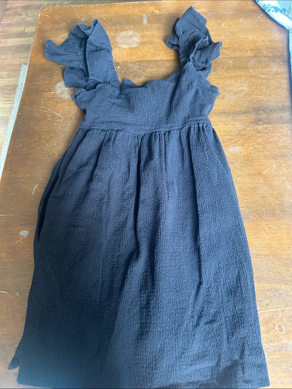 Girls Black Franki Smocked Sundress with Ruffle Straps